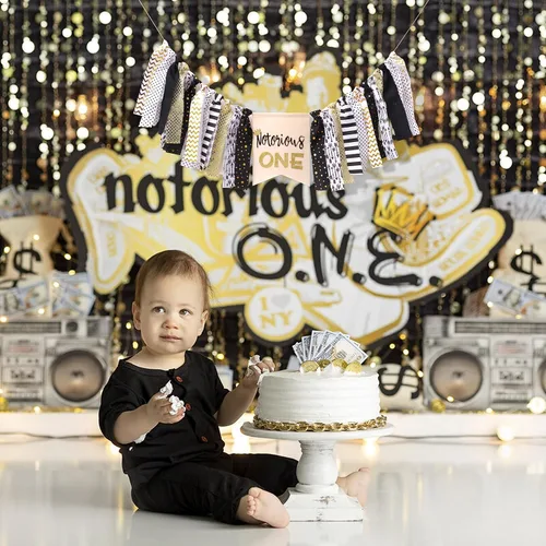 Miniatura 3 de Notorious ONE - Cartel para silla alta de primer cumpleaños – The Big One Smash Cake Garland
