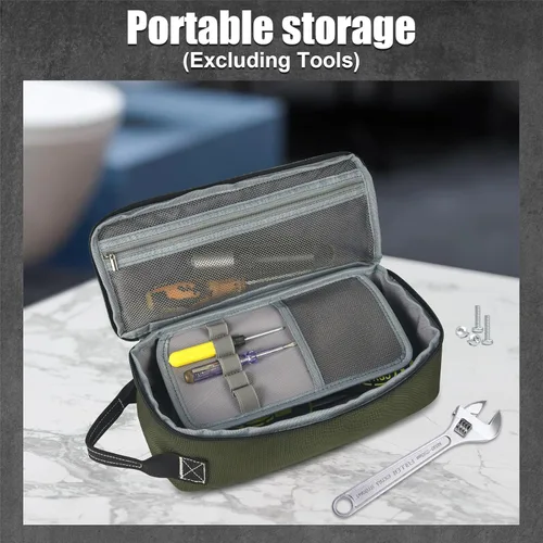Miniatura 5 de LAKE OF FIRE Bolsa de herramientas pequeña de 12.6 pulgadas para hombres con múltiples bolsillos, impermeable, resistente al agua, bolsa de Verde