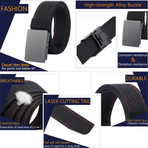 Miniatura 4 de LionVII Cinturones de nailon para hombre hebilla de metal correa de cinturón totalmente ajustable para el trabajo Gratis