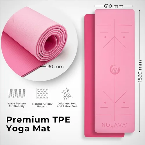 Miniatura 2 de NOLAVA Alfombrillas de Yoga y Juegos Completos – TPE, Antideslizante – Incluye Alfombrilla, Bloques, Correa y Más (Juegos de 6 o 7 Piezas) – Para