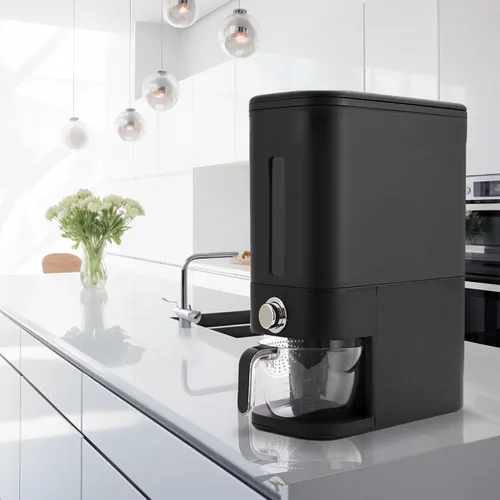 Miniatura 3 de Dispensador de arroz 25 libras Contenedor de almacenamiento de arroz 25 libras con esponja, cuchara y taza medidora Contenedor de arroz