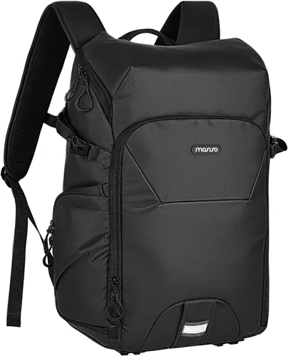 MOSISO Mochila para cámara DSLR/SLR/SLR/sin espejo con panel trasero transpirable, mochila de viaje para fotografía con compartimento para laptop de