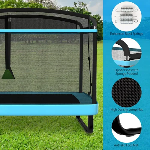 Miniatura 7 de Giantex Trampolín de 6 pies para niños con columpio, trampolines para niños pequeños con red de seguridad, aprobado por ASTM, mini trampolín