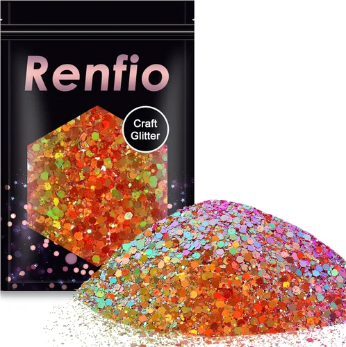 Miniatura 13 de Renfio Chameleon Purpurina Gruesa con Brillo, Juego de Purpurina de Resina de 16 Colores que Cambian de Color, Cada uno 10g/0.35oz, Copos