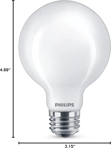 Miniatura 11 de PHILIPS LED Paquete de 2 Bombillas de Luz G25 de 60W de Ultra Definición Luz de Día (5000K) 500 Lúmenes (5W = 60W) Regulables Esmeriladas Sin