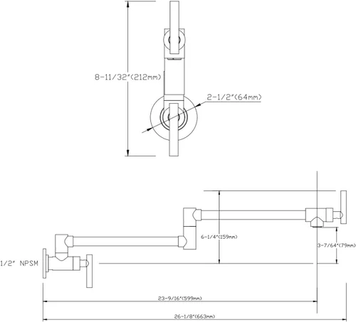Miniatura 5 de SUMERAIN Grifo de llenado de ollas de montaje en pared, grifo de cocina de bronce aceitado, oscilación de doble articulación y palancas de cierre