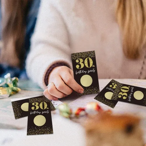 Miniatura 7 de REWIDPARTY Tarjetas de juego para raspar para fiesta de cumpleaños número 30 (32 piezas) Saludos a 30 años de premios para rifas, feliz fiesta