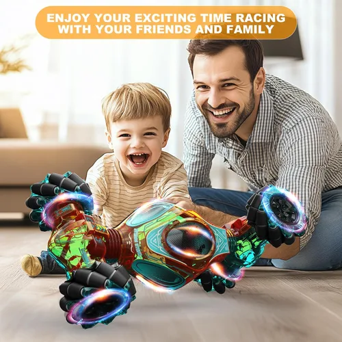 Miniatura 5 de Coches RC, juguetes de coche de acrobacias con detección de gestos 1:12 para niños de 6 a 12 años, juguete de control remoto a mano 4WD con rotación