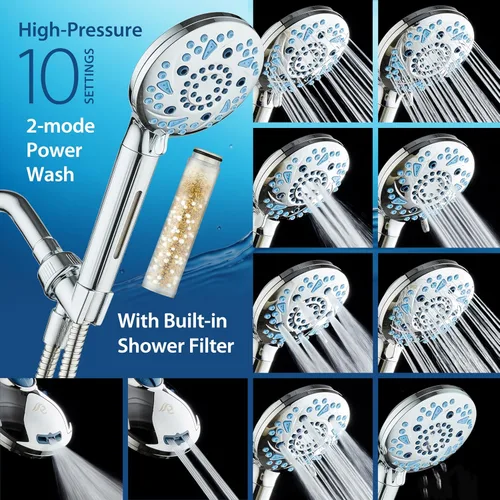 Miniatura 4 de AquaCare High Pressure 10 Spray Mode Filtered Showerhead - Handheld Shower Head Filters Chlorine to Heal Dry Skin, Revive Hair - Dual Power Wash