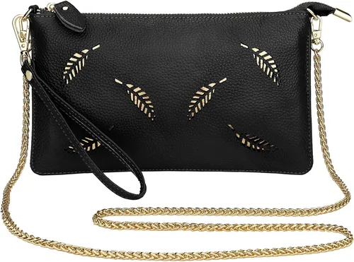 Miniatura 2 de Uromee Cartera de mano para mujer, de piel auténtica, con cadena de hombro desmontable