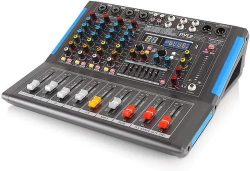 Miniatura 4 de Pyle - Mezclador de audio de estudio Bluetooth de 4 canales - Interfaz controladora de sonido DJ con unidad USB para entrada de grabación de PC