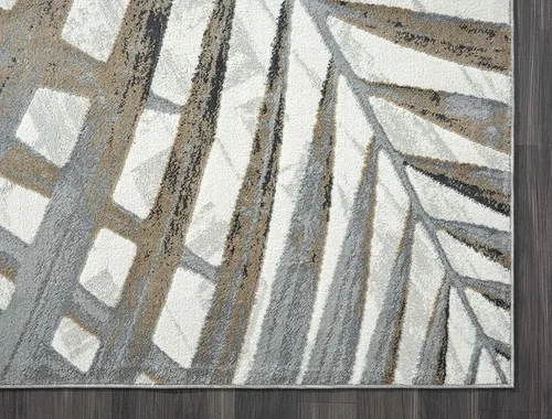 Miniatura 3 de Abani Alfombra decorativa de estilo ecléctico moderno con diseño de hojas de palma, color marrón, gris y beige (4 x 6 pies, gris y marrón)