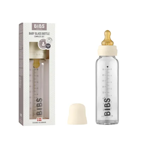 Miniatura 12 de BIBS Biberón de cristal para bebé. Anti-cólico. Pezón redondo de látex de caucho natural. Soporta lactancia materna, juego completo - 3.7 fl oz, nube