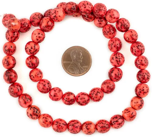 Miniatura 2 de The Bead Chest Cuentas redondas naturales de color rojo rubor (0.315 in)