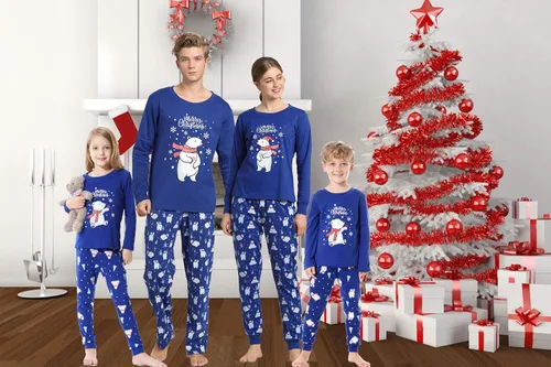 Miniatura 2 de Hupohoi - Conjunto de pijamas a juego para toda la familia lindo oso polar ropa para dormir navideña.
