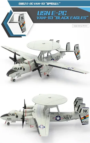 Miniatura 3 de Academy 1/144 US Navy E-2C Hawkeye VAW-113 Black Eagles Modelo de plástico 12623