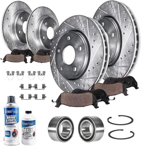 Miniatura 94 de Detroit Axle - Kit de freno delantero para Ford Explorer Mercury Mountaineer 2002-2005 Bujes de rodamiento de rueda perforados y ranurados rotores