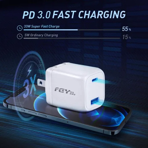 Miniatura 3 de FGY Cargador de pared USB C, cargador rápido GaN II de 30 W, bloque de carga de doble puerto, carga rápida para iPhone17/16/15/14 Pro