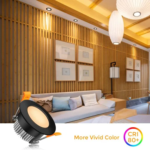 Miniatura 4 de LEDLightsWorld Iluminación empotrable LED de 2 pulgadas, regulable, downlight, 3 W (equivalente a 35 W), luz blanca cálida de 3000 K, luz LED Negro