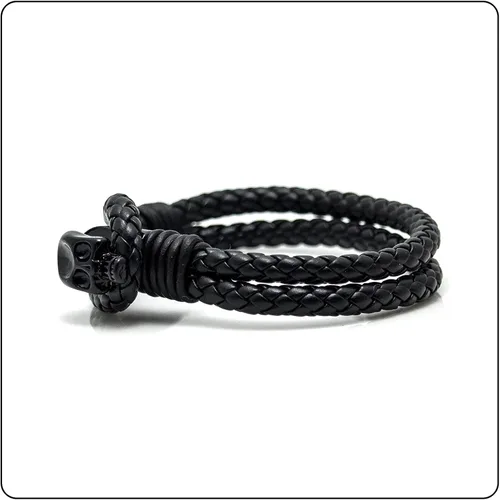 Miniatura 4 de Pulsera de cuero de calavera de aleación punk rock, 7.5 pulgadas
