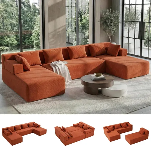 Miniatura 21 de MONVANE 55.5" Convertible Loveseat Sofa, 2-in-1 Boneless Sleeper Sofa Bed Futon Couch with Storage Pocket, Comfy Chenille Deep Seat Boneless Couch