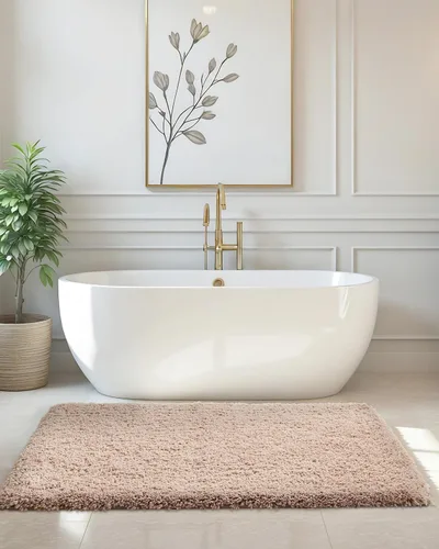 Miniatura 9 de ILANGO Alfombras de Baño Beige 32" × 20" Antideslizantes y Súper Absorbentes Extra Gruesas Suaves, Alfombra de Baño Lavable para Piso, Alfombra