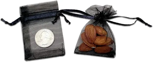 Miniatura 3 de TheDisplayGuys - Paquete de 48 bolsas de regalo de organza transparente negra de 2 x 2-3/4 pulgadas con cordón, bolsas de regalo para joyas, bolsas