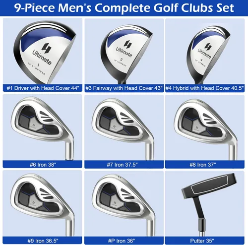 Miniatura 2 de Tangkula 9/10 Pieces Men's Complete Golf Clubs Set, Golf Club Package Set with 460CC Driver, Fairway Wood & Hybrid, Irons, Putter, Portable Regular
