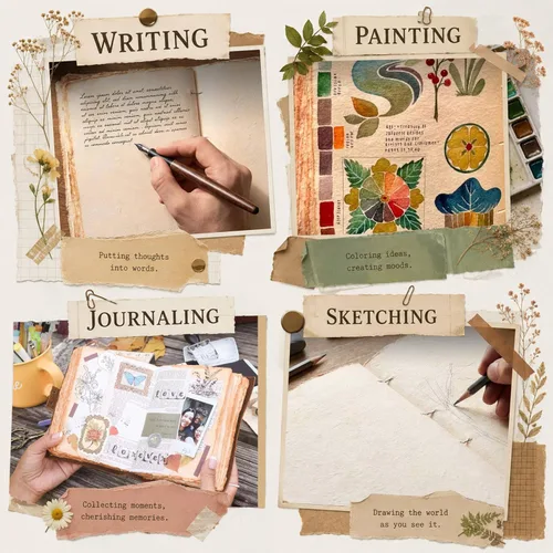 Miniatura 5 de LEATHER VILLAGE Diario floral en relieve encuadernado en cuero para mujeres y hombres, 200 páginas, 6 x 4 pulgadas (A6), negro - Libro de sombras