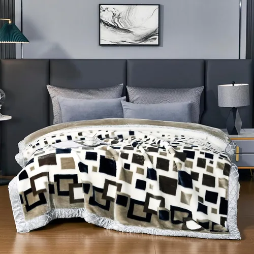 LGYKUMEG Manta pesada de visón coreano, tamaño Queen de 79 x 91 pulgadas, sedosa suave y cálida, manta de cama Raschel reversible de 2 capas, 9