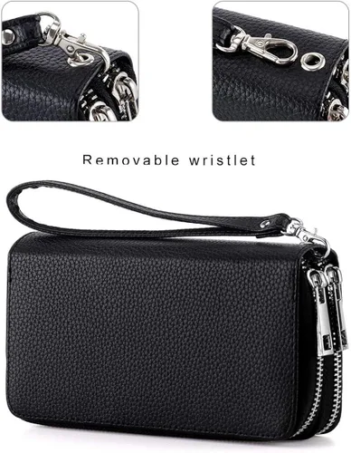 Miniatura 5 de Abberry Cartera de pulsera con doble cremallera para mujeres, mujeres y niñas