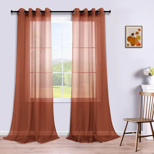 Miniatura 18 de KOUFALL Cortinas traslúcidas de 120 pulgadas de 2 paneles con ojales, juego extra largo de 10 pies de largo, cortinas altas para ventana grande, 52