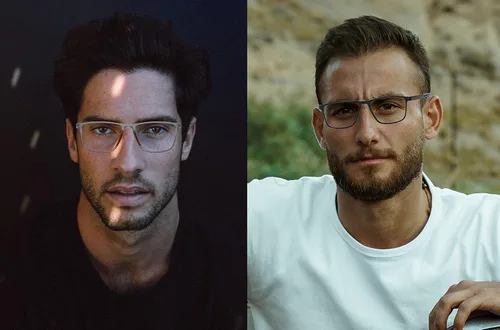 Miniatura 5 de Gafas de lectura para hombre, 2 pares, estilo deportivo, cómodas y flexibles, con bloqueo de luz azul, lectores para hombres Negro & gris