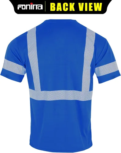 Miniatura 3 de FONIRRA Hi Vis - Camisetas de seguridad con bolsillo para hombre, manga larga, reflectante, ANSI Clase 2, para trabajo