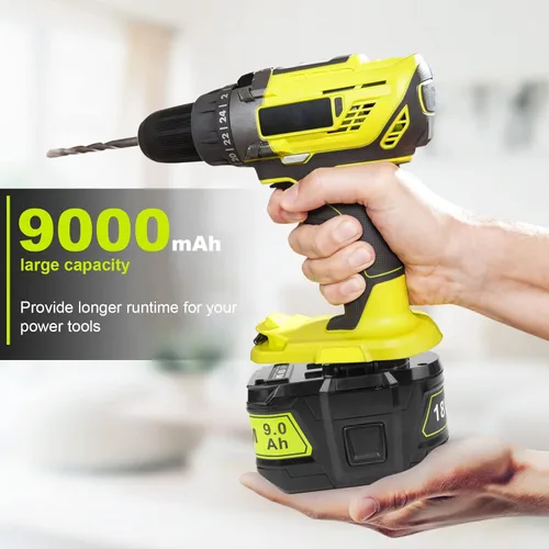 Miniatura 2 de Fancy Buying Batería de 9.0 Ah para Ryobi 18V batería para herramientas inalámbricas Ryobi ONE+P102 P103 P105 P107 P108 P109 P122 (paquete de 2)