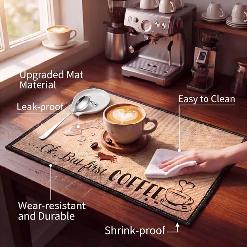 Miniatura 4 de Skyley Soporte para cucharas de café, juego de 3 piezas, tapete rústico para bar, soporte para cucharas para encimera de cocina, estufa, soporte