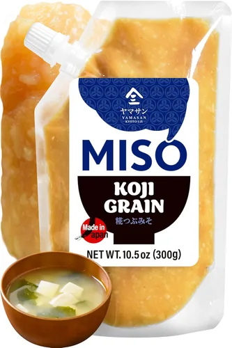 YAMASAN KYOTO UJI Granos de Koji Japonés para Miso, Rico Aroma, Un Equilibrio Perfecto de Sabroso, Salado y un Poco Dulce, Ideal para Sopa de Miso y