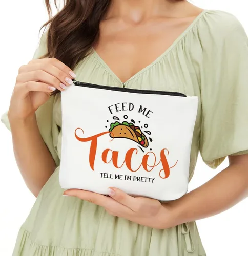 Miniatura 3 de JIUWEIHU Feed Me Tacos Tell Me I'm Pretty - Divertido regalo de comida mexicana para amantes de los tacos, mujeres, niñas, adolescentes y novios