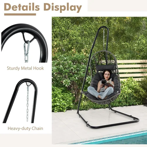 Miniatura 5 de Giantex - Soporte para silla de hamaca ajustable de acero macizo para sillas y columpios, altura ajustable de 78.0 in a 8.5 in