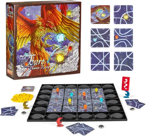 Tsuro Phoenix Rising - Juego de estrategia de fantasía galardonado con colección de sets y poderes mágicos | Aventura de colocación de azulejos para