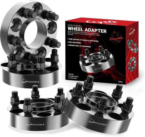 Miniatura 13 de Wheel Accessories Parts 2 adaptadores de espaciadores de rueda centrados en buje 5 en 4.528 in 0.197x4.528 in 1.00 pulgadas de grosor 2.815 in buje