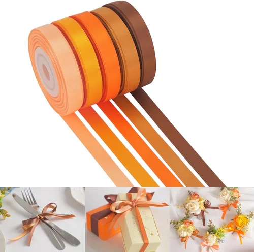 Miniatura 29 de HUIHUANG Cinta Negra Blanca Plateada de 3/8" Cinta de Satén Surtida 5 Colores Cinta de Color Sólido de Doble Cara para Envoltura de Regalos de Días