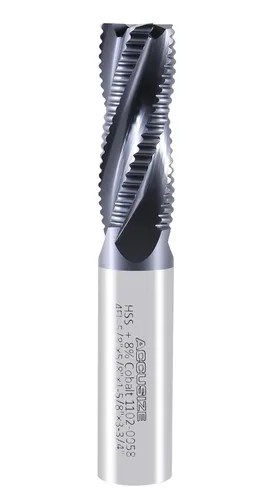 Miniatura 20 de Accusize Industrial Tools Fresa de Extremo de Desbaste M42 8% Cobalto TiAlN Diente Estándar, 3/4'' por 3/4'' por 1-5/8'' Longitud Flt, 1102-0034