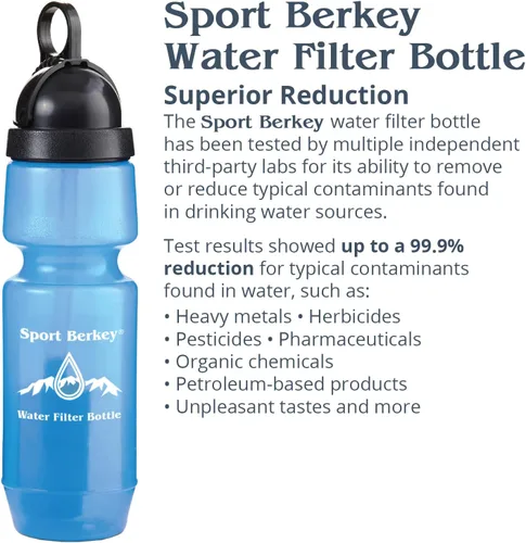 Miniatura 4 de Berkey Paquete de 3 botellas de filtro de agua deportivas ideales para fuera de la red, emergencias, senderismo, camping, viajes y uso diario