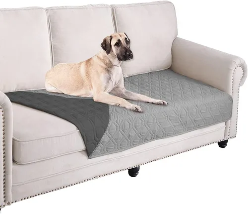 Miniatura 100 de Ameritex Funda Impermeable para Cama de Perro Manta para Mascotas para Muebles Cama Sillón Sofá Reversible Azul marino+azul piedra