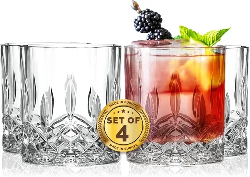 Miniatura 2 de Barski Vasos de whisky con diseño de rocas dobles a la antigua, juego de 2 vasos de cristal DOF, para whisky, bourbon, para agua, bebidas, 10.5