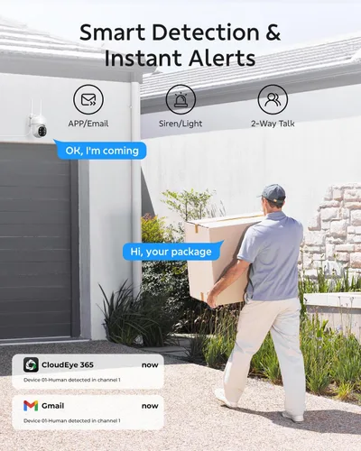 Miniatura 7 de Camcamp Sistema de cámara de seguridad inalámbrica con monitor, zoom de 10x 5MP cámara de seguridad de doble lente para exteriores con visión