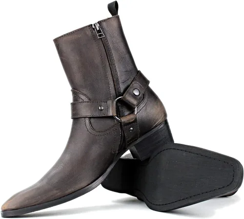 Miniatura 8 de Chelsea Combat tobillo casual caminar motocicleta botas bronce Zipper-up CD-JY017-USR