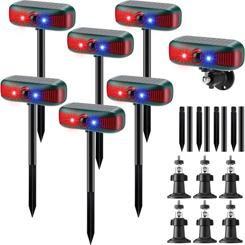 Miniatura 9 de Qualirey 2 unidades de alarma solar para exteriores, sensor de movimiento, sirena de seguridad, detector de sonido, luz estroboscópica, 4 modos