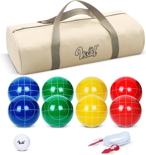 Juego de Bolas de Bocha de Tamaño y Peso Reglamentarios para Torneo Profesional, Patio Trasero, Playa, Juego de Césped con 8 Bolas de Resina Bocci,